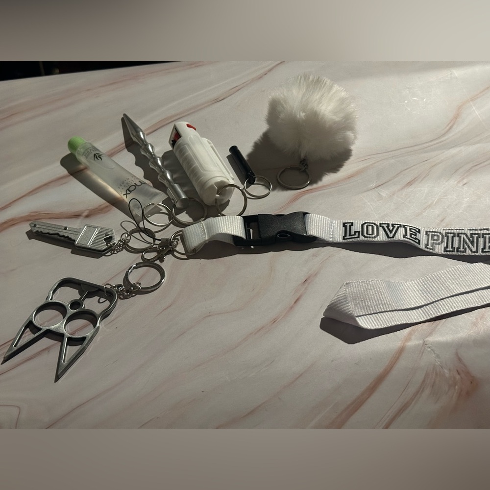 White Keychain Set with Safety Tools